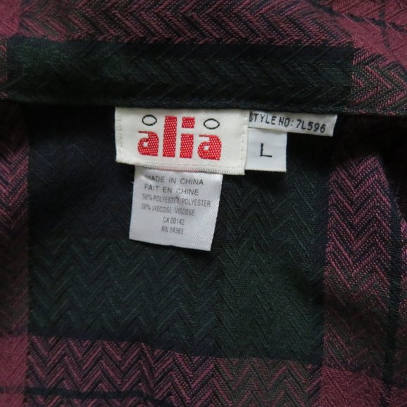 Vintage Alia Purple Navy & Green Plaid Light Bomber Style Jacket - Picture 6 of 11